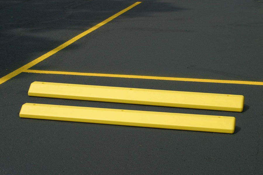Eagle Yellow 1790Y High Density Polyethylene Parking Stop with Anchor Kit, 72" L x 8" W x 4" H - Pack of 2