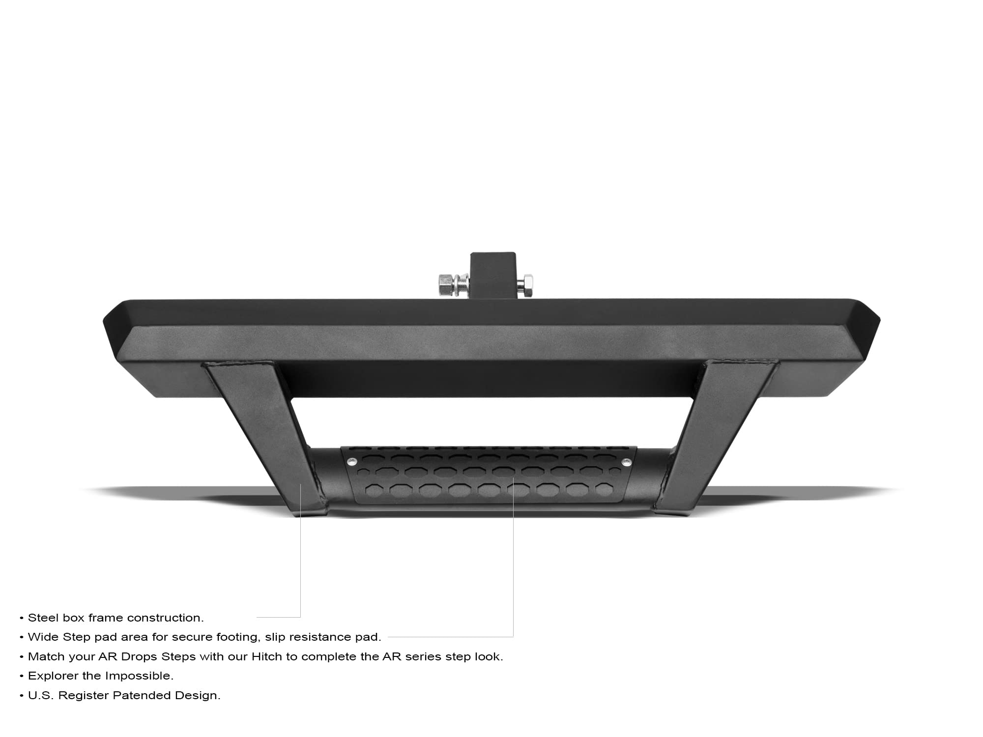 AR Drop Step Armordillo Hitch Step for Class 3 Trailer Hitch in Matte Black Heavy Duty 2" Receiver Hitch Step|7180321