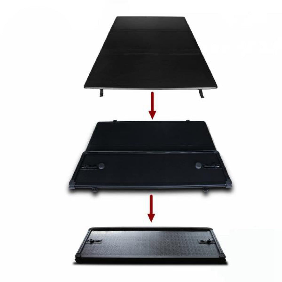 Hard Black Horse High Profile Trifold Truck Bed Tonneau Cover Compatible with 2020-2023 Jeep Gladiator -HTF-JE19