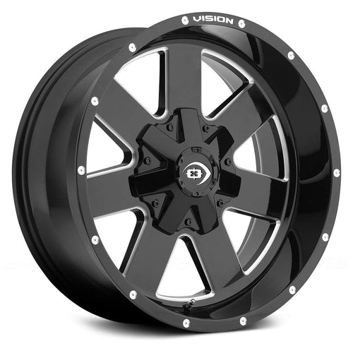 17x9 Vision 411 Arc Black/Milled Wheel Rim +12mm 8x6.5" Inch 17"
