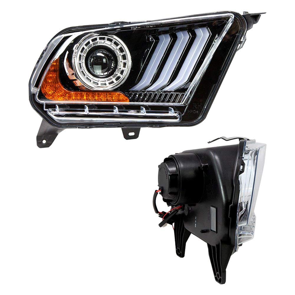 Renegade Series Winjet Compatible with 2010 2011 2012 S197 Ford Mustang S550 Style LED DRL Sequential Projector Aftermarket Performance Headlight Pair Set