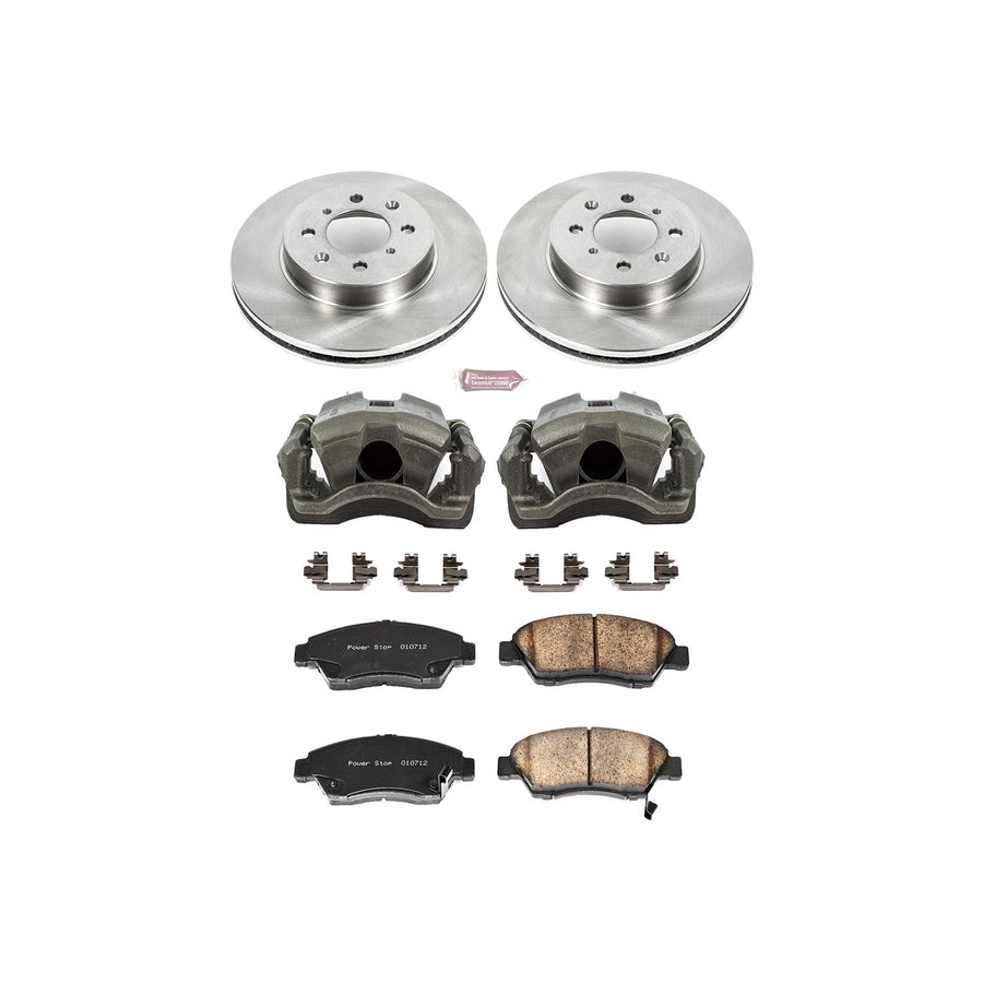 Power Stop KCOE694A 1-Click Autospecialty OE Replacement Brake Kit with Calipers For Honda Civic 1993-1995, Honda Civic del Sol 1994-1997 [Model Specific]