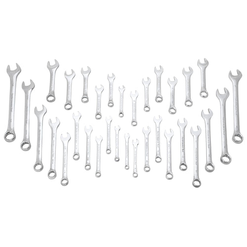W1099 Performance Tool 32-Piece SAE and Metric Wrench Set with Premium Mirror Polished Chrome Vanadium Steel and Organizer Tray