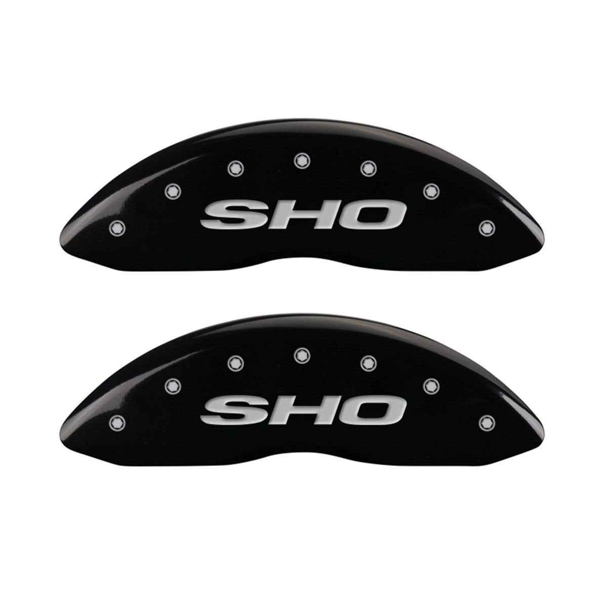 MGP Caliper Covers 10128SSHOBK Black SHO Caliper Covers - Engraved Front & Rear44; Set of 4