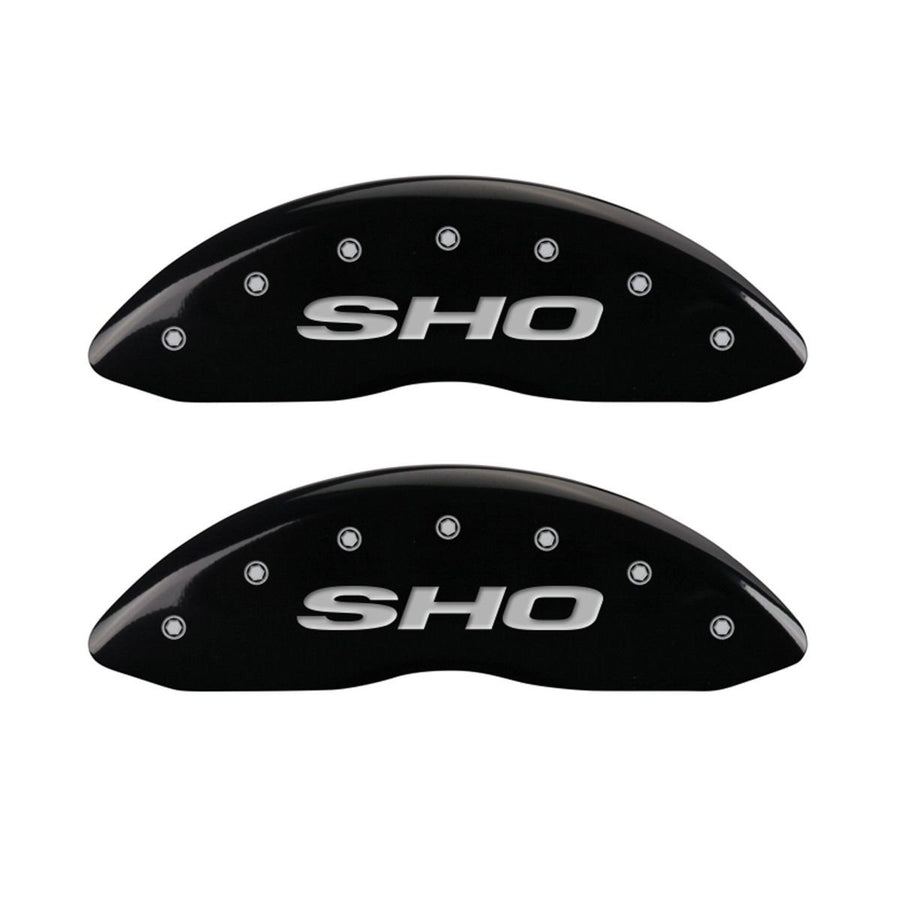 MGP Caliper Covers 10128SSHOBK Black SHO Caliper Covers - Engraved Front & Rear44; Set of 4
