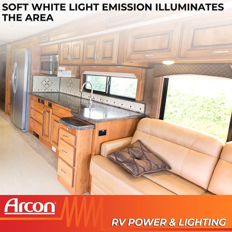 LED Arcon Double Ceiling Light 12V Soft White SMD Clear Lens 11.56 x 4.95 Inch Euro-Style Dome Lighting with On Off On Switch RV Camper Trailer Interior Light 20712N