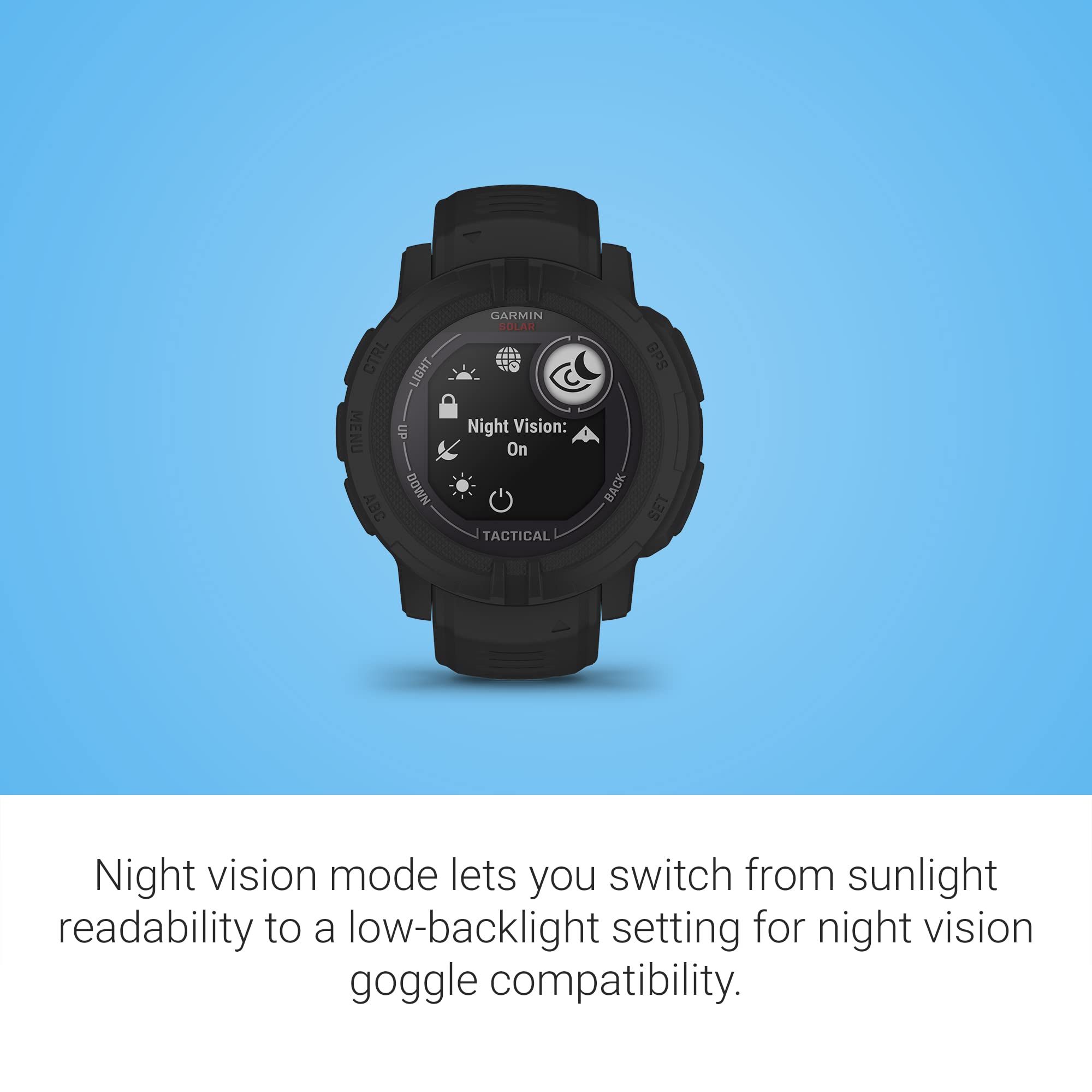 Garmin Instinct 2 Solar, Rugged Outdoor Watch Tactical-Edition with GPS, Solar Charging Capabilities, Built for All Elements, Multi-GNSS Support, Tracback Routing and More, Black