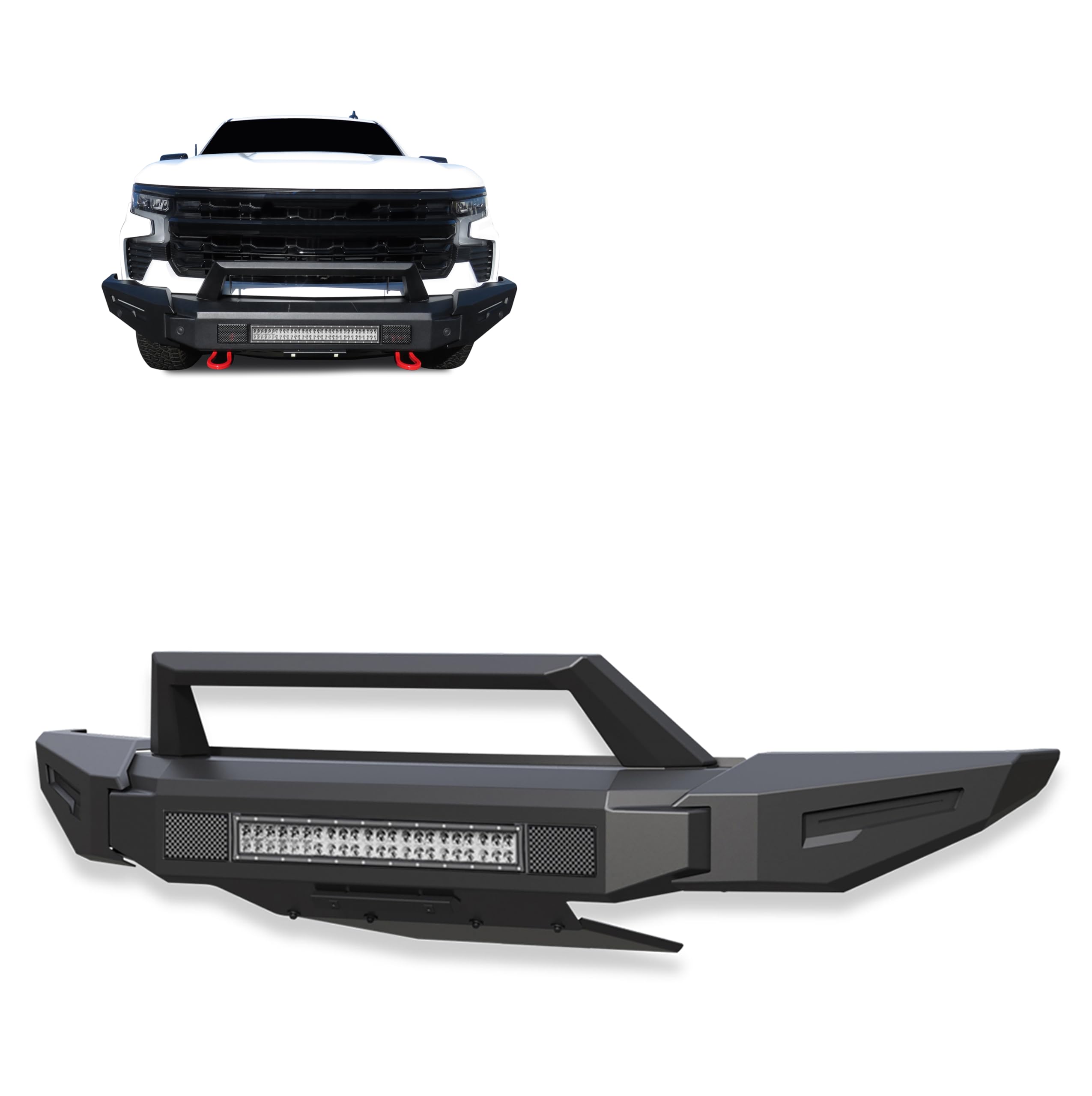 Heavy Duty Black Horse Armour II Modular Front Bumper Modular Matte Black Compatible with 2022-2024 Chevrolet Silverado 1500-AFB-SI23-K1