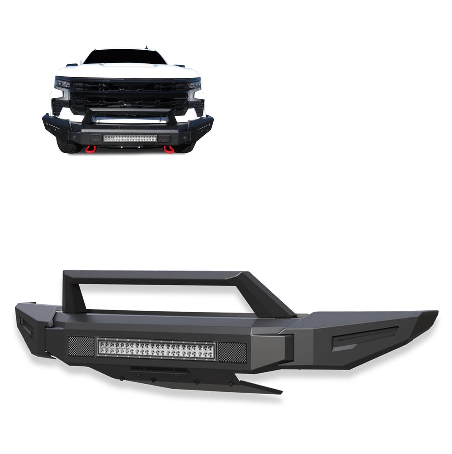 Heavy Duty Black Horse Armour II Modular Front Bumper Modular Matte Black Compatible with 2022-2024 Chevrolet Silverado 1500-AFB-SI23-K1