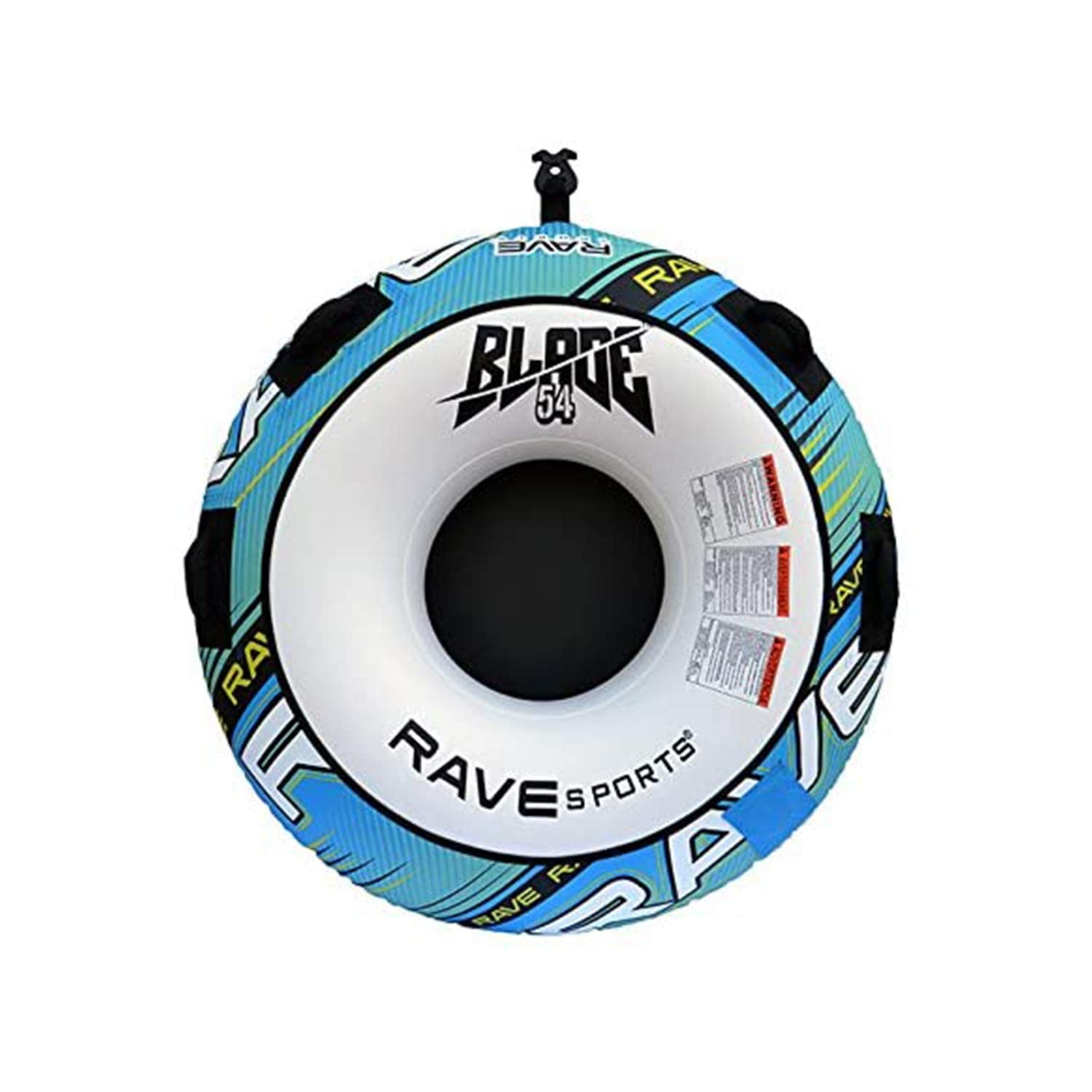 Rave Sports Inflatable Blade Towable Tube, 1 Rider, Unique Skim-Fast Bottom Coating, Nylon Cover, Four Foam-Filled Reinforced Handles, Quick Connect Tow Point, Boat Tubes and Towables, Stable Ride