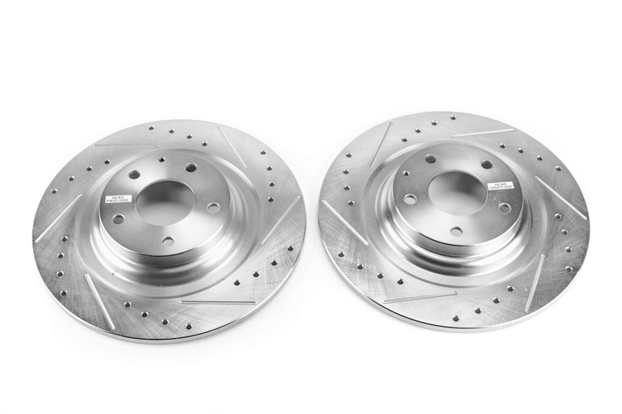 Power Stop Evolution Performance Drilled, Slotted & Plated Rear Brake Rotor Pair JBR1742XPR For Mazda CX-9 2016-2021, Mazda CX-9 2023 [Model Specific]