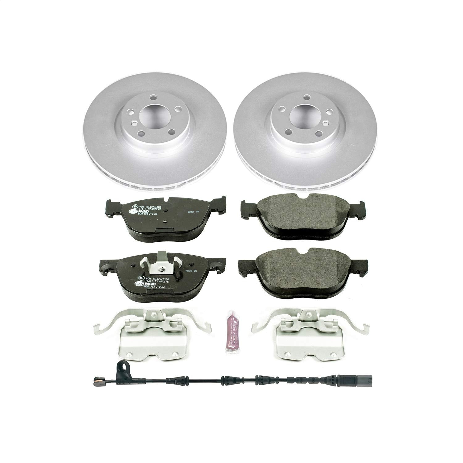 Power Stop ESK6061 Euro-Stop Front Brake Kit and 1 Front Sensor Wire For BMW X5 2011-2013, BMW X5 2016-2018 [Model Specific]