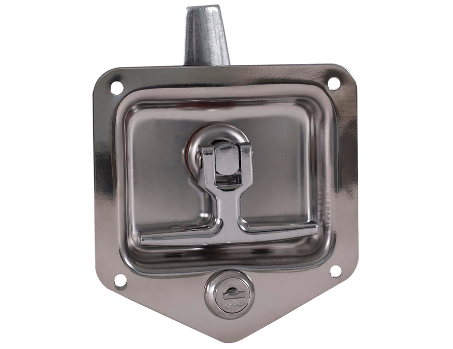 3-Point Locking Latch Buyers Products T-Handle with Gasket, 2 Keys, Polished Stainless Steel for Truck Bed Tool Boxes, Trailer Doors, RVs, Campers, Truck Cap Latch