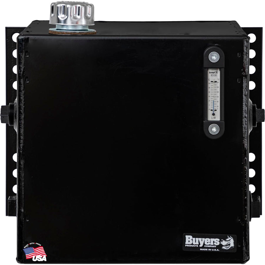 Buyers Products Side Mount SMR15S Steel Hydraulic Reservoir, 15 Gallon, Powder-Coated HRPO Steel, Internally Baffled, Welded Rear Brackets, 2 in. NPT Suction/Return, 1-1/4 in. NPT Return Port