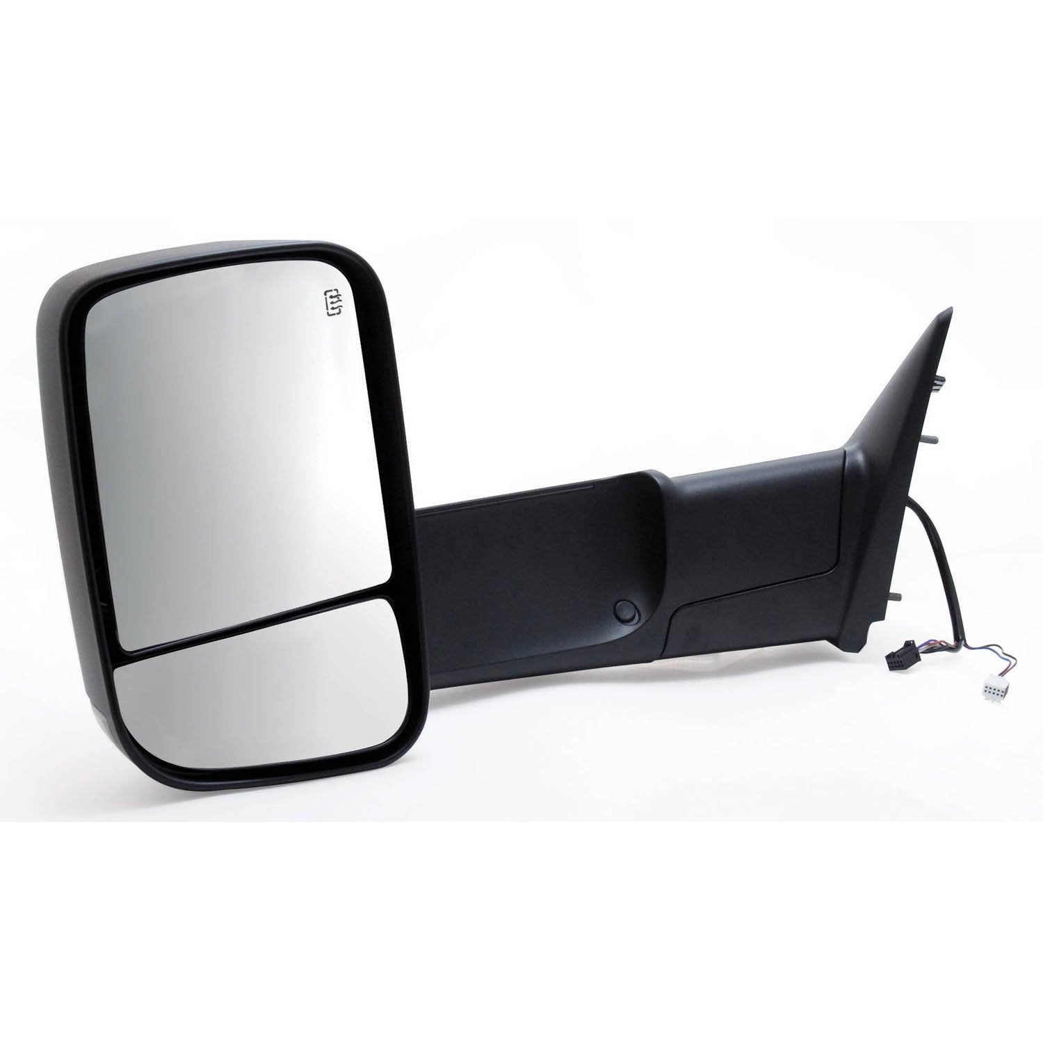 K Source Towing Mirror Driver-Side – For 2009-2012 Ram Pick-Up 1500, 2500, 3500, Textured black, Turn signal, Puddle lamp, Flip-out-head, Dual lens, Foldaway