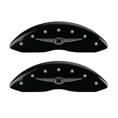 Black MGP Caliper Covers 32005SCW1BK Brake Covers Fits 2005-2010 Chrysler 300 (2.7L / 3.5L Single Piston Front Caliper) Engraved with Chrysler Wing (Set of 4; Front/Rear Covers)