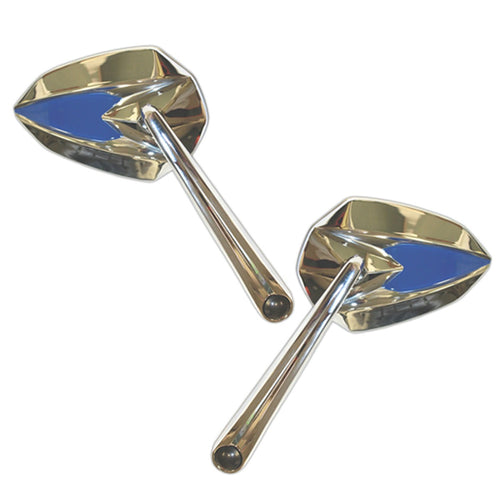 Chrome/Blue CIPA Motorcycle Ultra Blue On Chrome Mirror Pair Kit