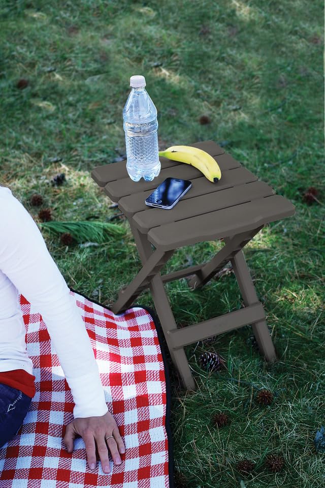 Adirondack Camco 51881 Portable Outdoor Folding Side Table, Perfect for The Beach, Camping, Picnics, Cookouts & More, Weatherproof & Rust Resistant - Charcoal