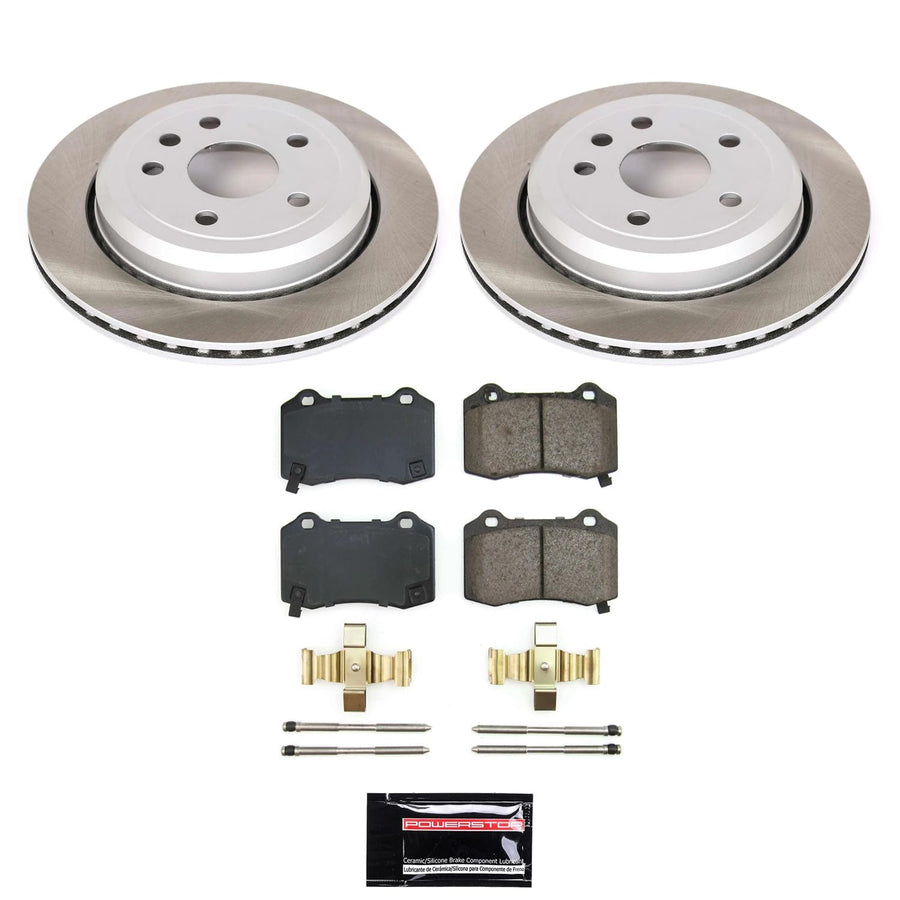POWERSTOP Z23 Carbon-Fiber Ceramic Brake Pads and Drilled and Slotted Rotors Rear Brake Kit For Toyota C-HR 2018-2019 [Vehicle Specific]
