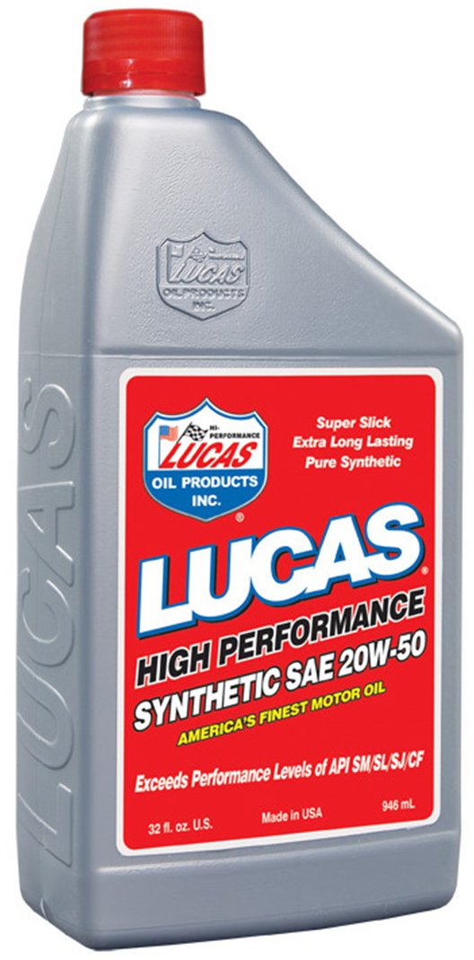 Lucas Oil SAE 20W-50 Synthetic Racing Oil - Bottle, 1 Quart (32 Ounces)