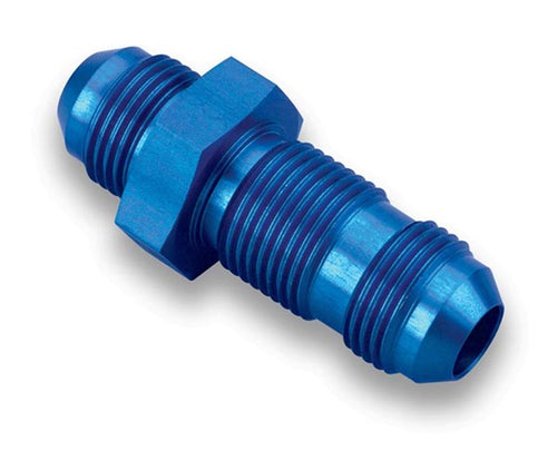 Blue Anodized Aluminum Earl's 983212ERL Adapter (Bagged Packaging; AN To AN; Straight Bulkhead; Fitting Size -12AN)