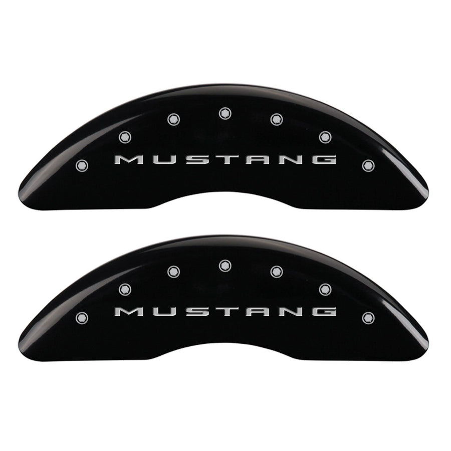MGP Caliper Covers 10201SMB2BK Brake Covers Black Engraved with Silver Mustang/Bar & Pony (2015) (Set of 4)