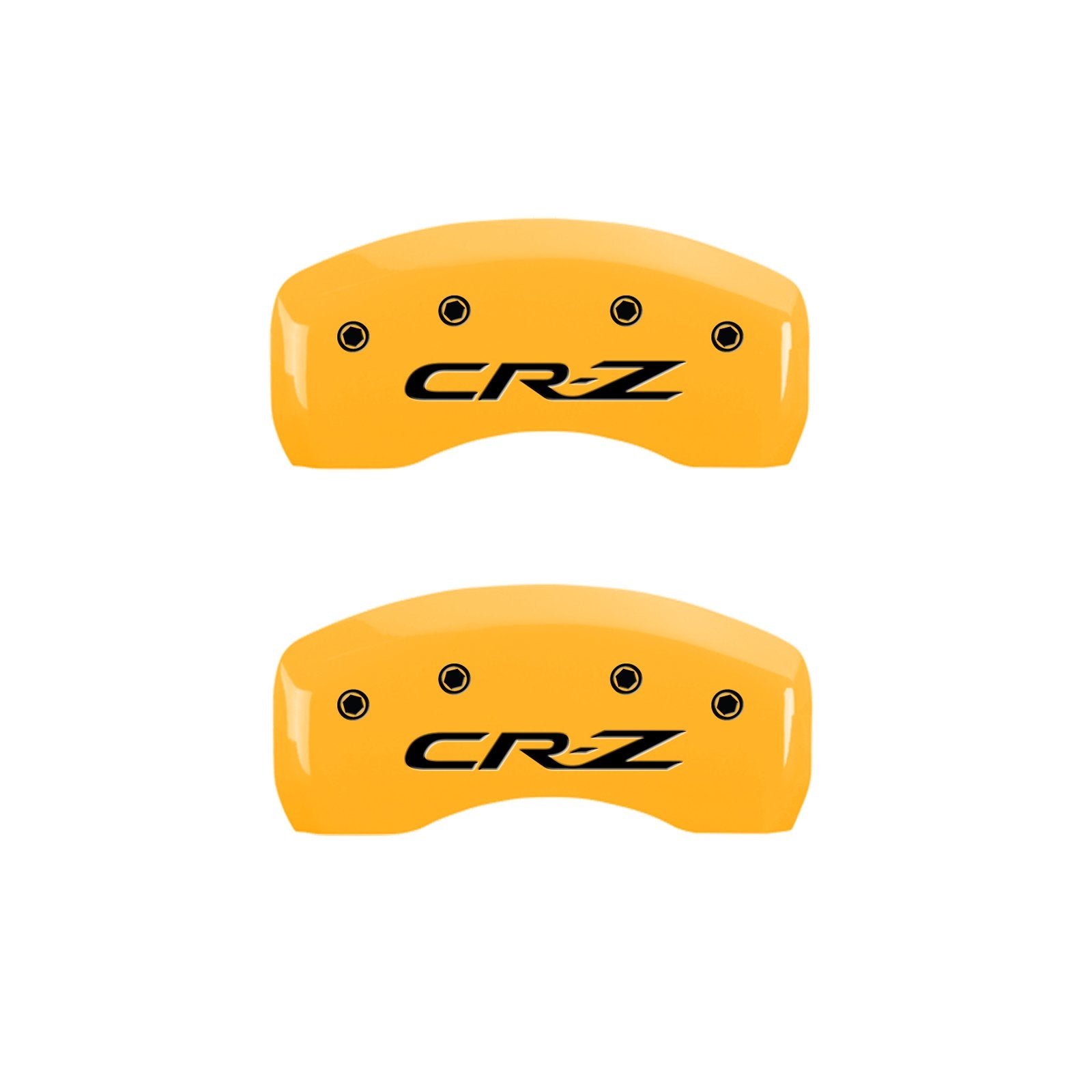 Caliper Covers MGP 20206SHCRYL, Set of 4 (Yellow Engraved Front: Honda - Engraved Rear: CR-Z Powder Coat Finish Black Characters)