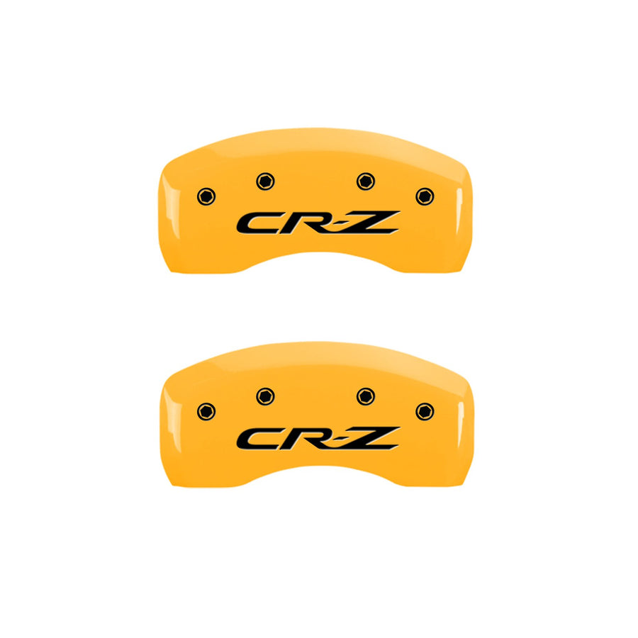 Caliper Covers MGP 20206SHCRYL, Set of 4 (Yellow Engraved Front: Honda - Engraved Rear: CR-Z Powder Coat Finish Black Characters)