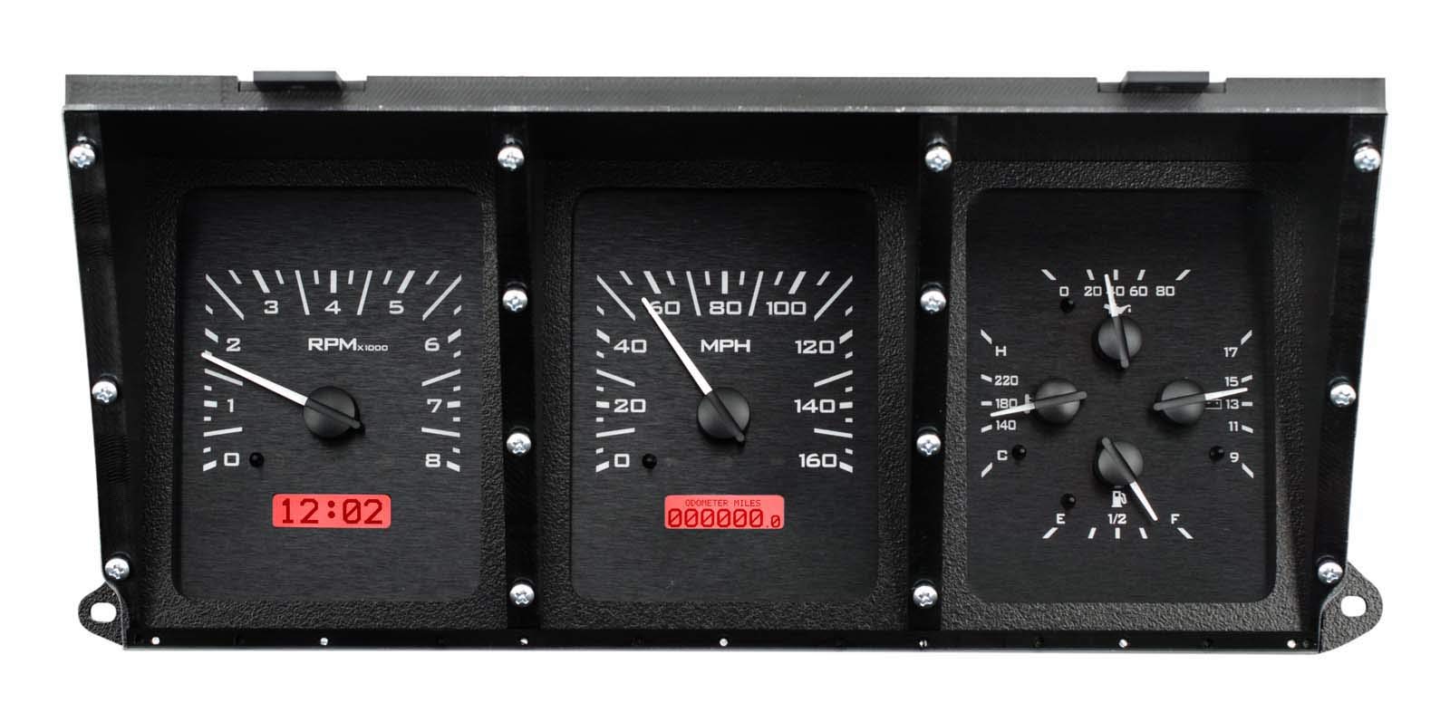 Dakota Digital VHX-73F-PU-K-R Dash Gauge System Compatible with 1973-79 Ford Pickup Truck Black Alloy Red Backlighting