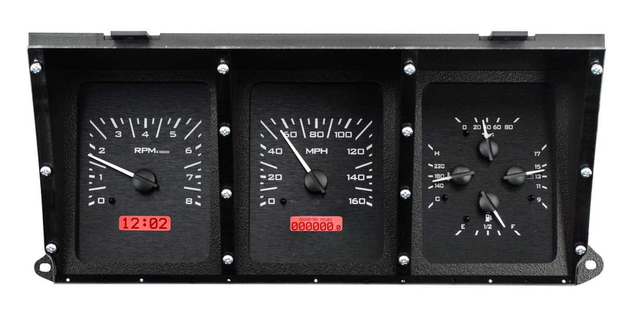 Dakota Digital VHX-73F-PU-K-R Dash Gauge System Compatible with 1973-79 Ford Pickup Truck Black Alloy Red Backlighting
