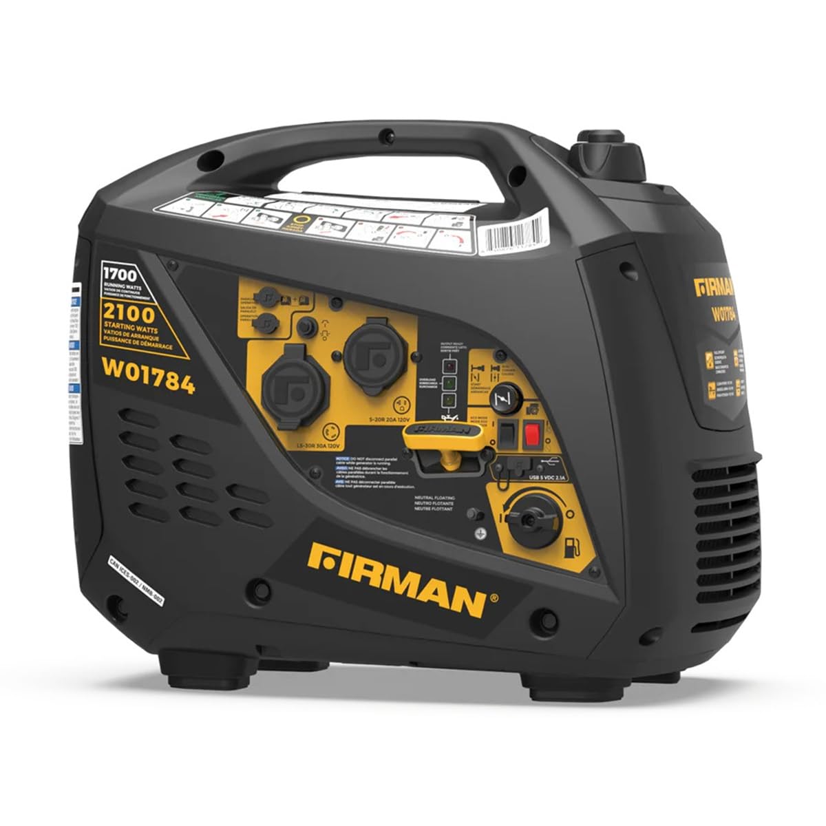 Portable Firman Generator, Gas, Recoil-Start With Parallel Kit, 2100/1700-Watt - Quantity 1