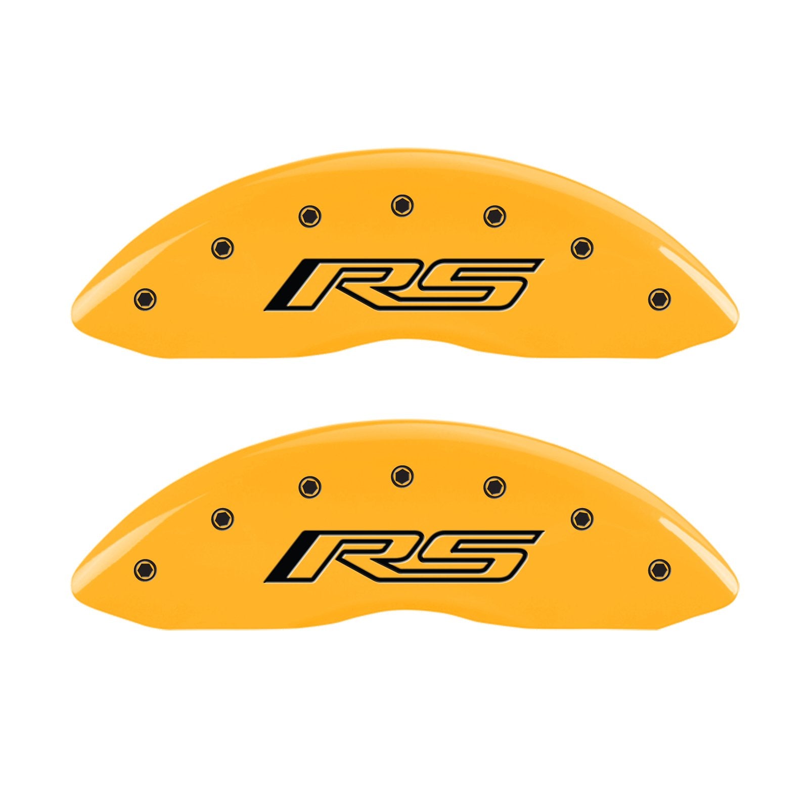 Caliper Covers MGP 14033SRS5YL Yellow (Set of 4, Engraved Front and Rear: Gen 5/RS, Yellow powder coat finish, black characters)