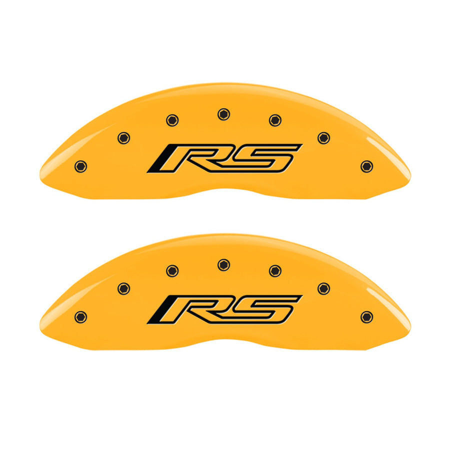 Caliper Covers MGP 14033SRS5YL Yellow (Set of 4, Engraved Front and Rear: Gen 5/RS, Yellow powder coat finish, black characters)