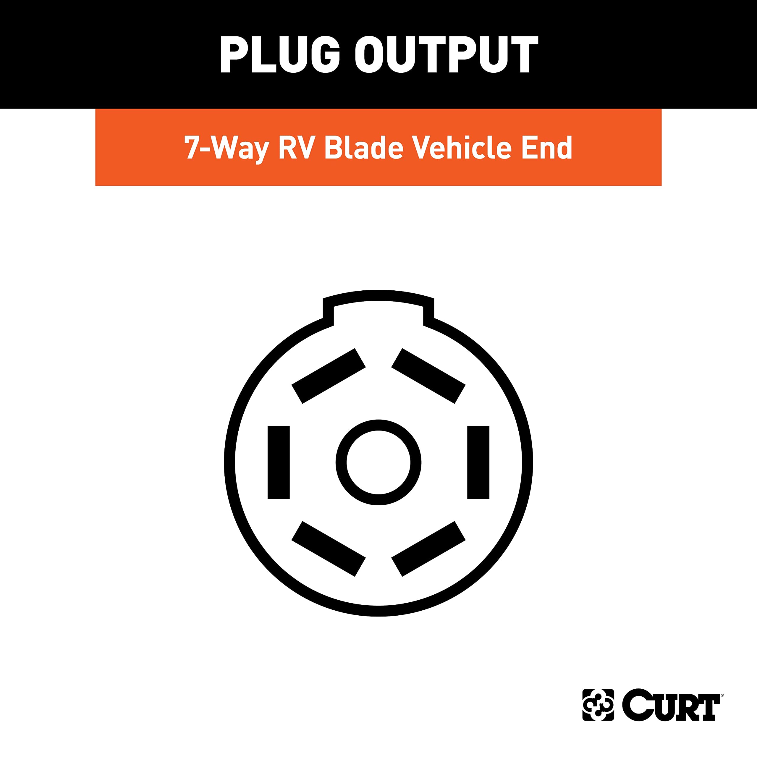 CURT 7-Foot Vehicle-Side Truck Bed 7-Pin Trailer Wiring Harness Extension, Select Chevrolet, Dodge, Ford, GMC, Nissan, Ram, Toyota