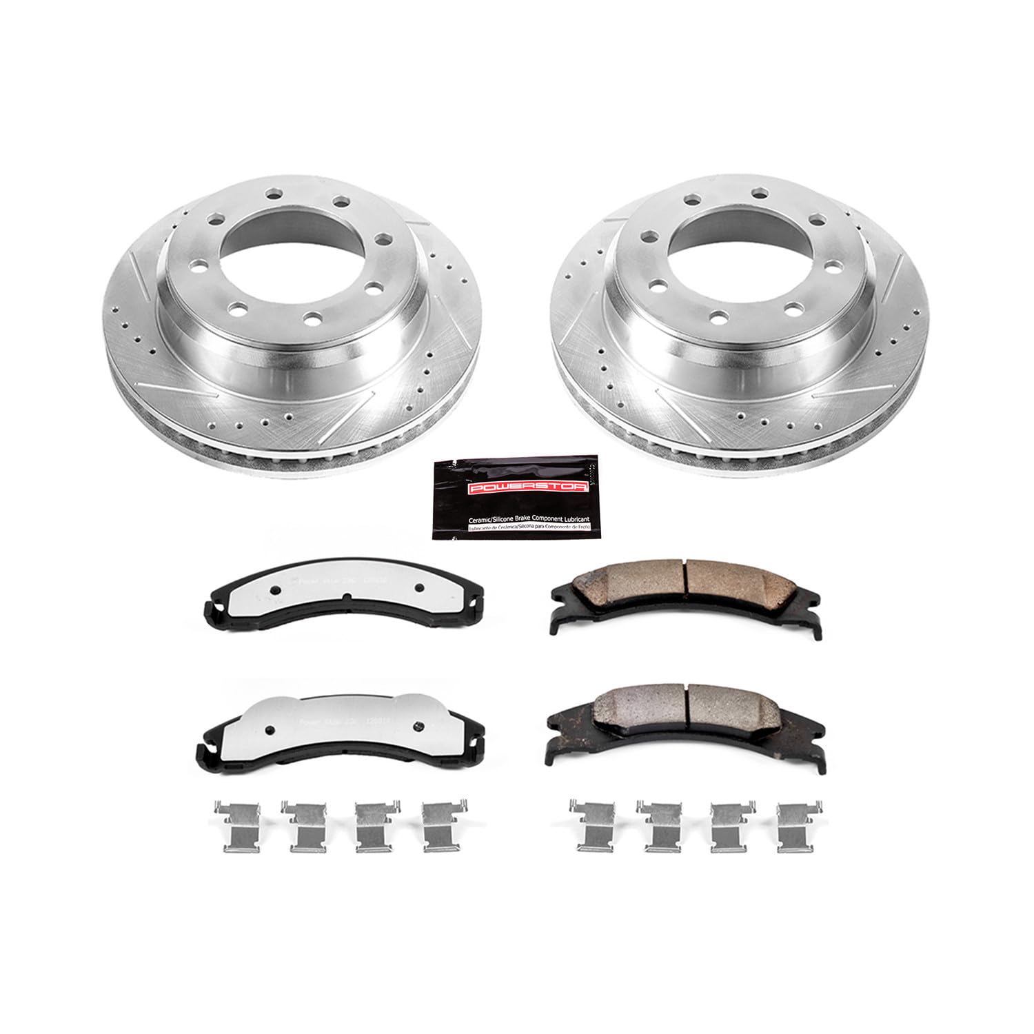 Power Stop K4718-36 Z36 Truck & Tow Rear Brake Kit Carbon Fiber Ceramic Brake Pads and Drilled/Slotted Brake Rotors For E-150 E-250 E-350 Super Duty E-350 Super Duty E-450 Super Duty [Model Specific]