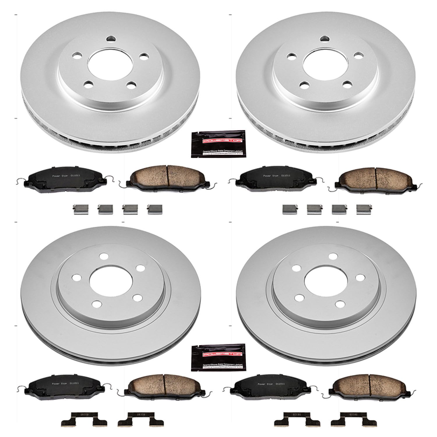 Power Stop CRK1383 Brake Rotor & Coated Ceramic Brake Pads- front & rear For Ford Mustang 2005-2010 [Model Specific]
