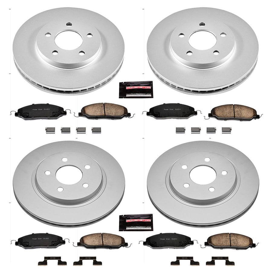 Power Stop CRK1383 Brake Rotor & Coated Ceramic Brake Pads- front & rear For Ford Mustang 2005-2010 [Model Specific]