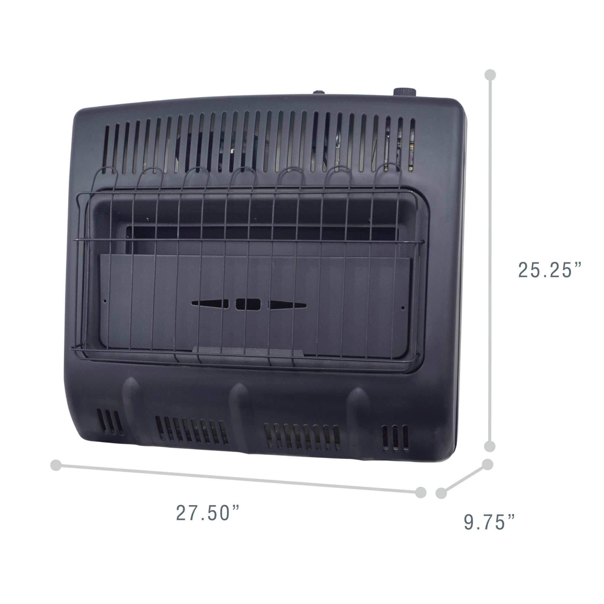 30000 BTU Mr. Heater F299741 Vent Free Blue Flame Natural Gas Heater for Indoor & Outdoor with ODS - Wall Mount Space Garage Heater - Black