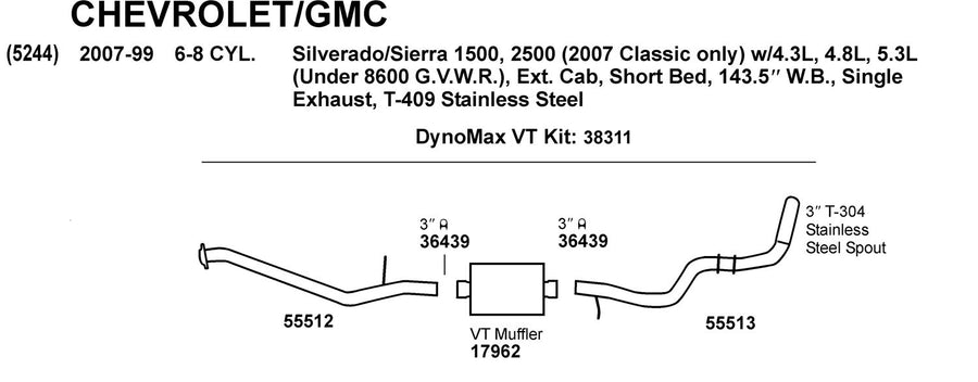 Exhaust Tail Pipe Dynomax 55513 for Chevrolet Silverado 1500