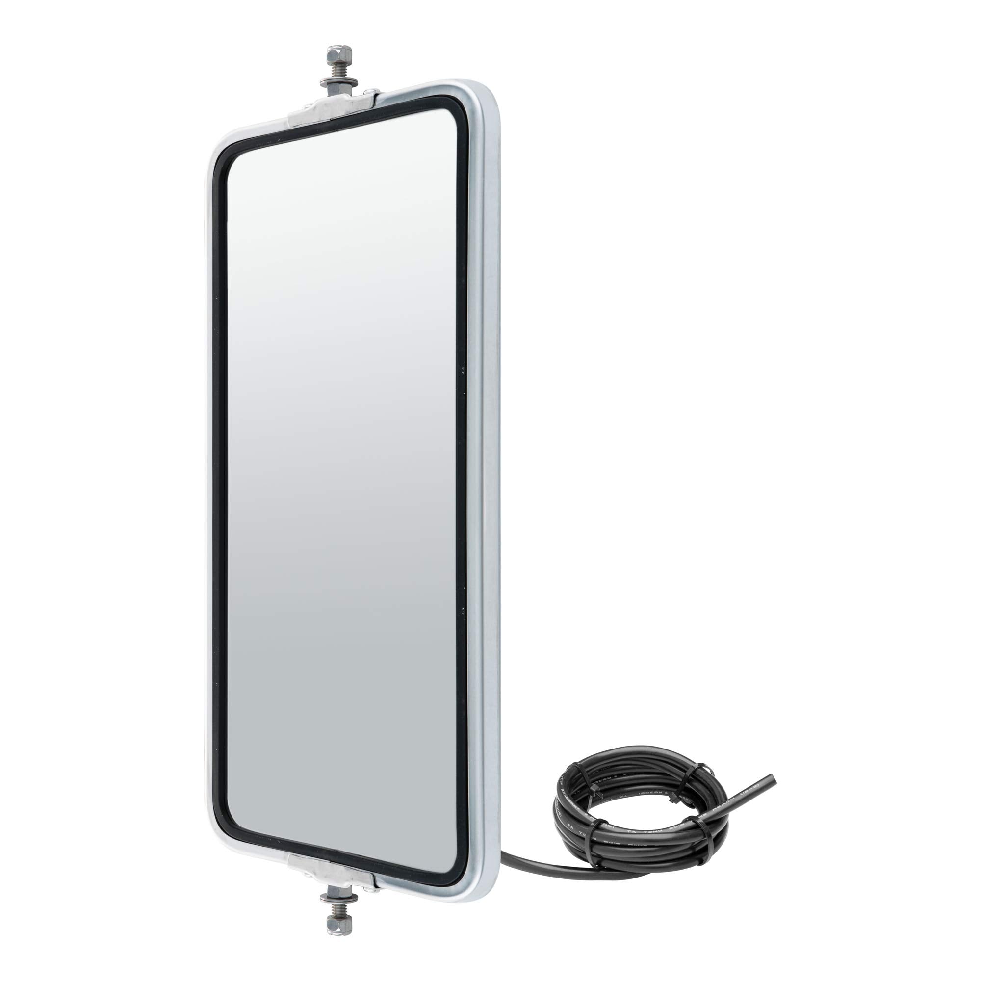 7 x 16-Inch RETRAC Stainless Steel Rounded Angle-Back Heated, Lighted West Coast Mirror Head, Universal Driver or Passenger Side, Chrome