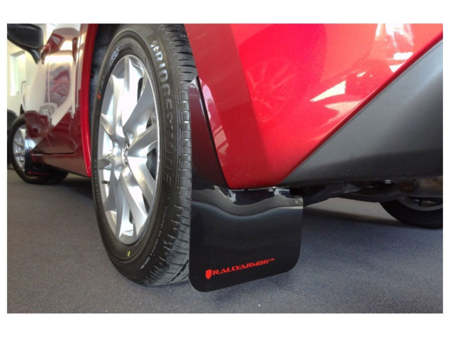 Rally Armor Black, Red MF31-UR-BLK/RD Mud Flap with Logo (2014+ Mazda3/Mazdaspeed3 UR), 1 Pack