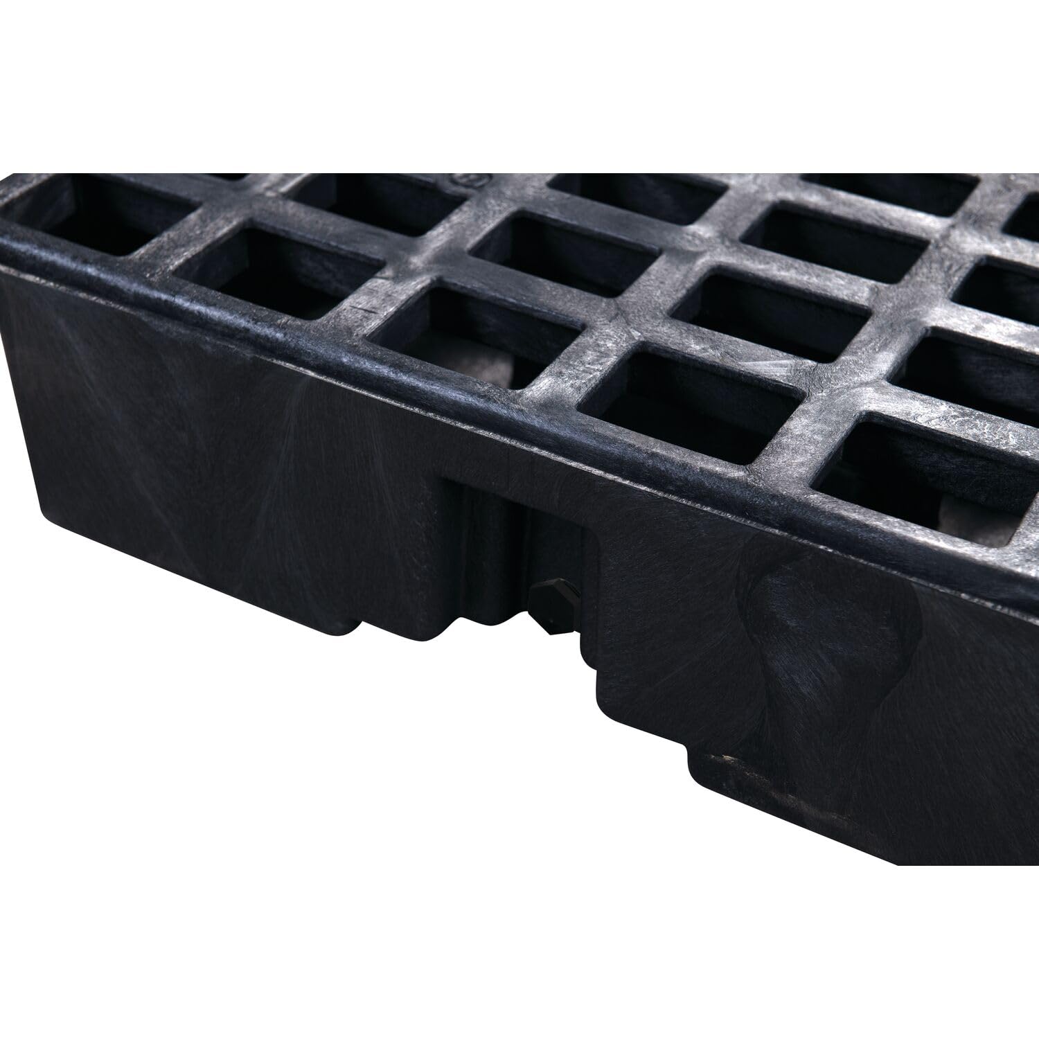 4 Eagle Drum Spill Platform with Drain and Forklift Pockets, 103.5"x26.5"x6.5", 60.5 Gallon Sump, 10,000 lbs. Load Capacity Containment Tray, Made in USA, Black, 1647BD