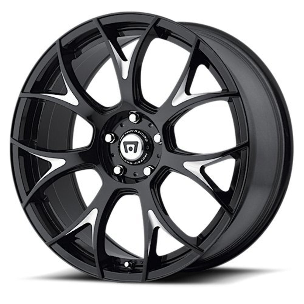 MOTEGI Gloss Black MR126 With Milled Accents Wheel (18 x 9.5 inches /0 x 57 mm, 40 mm Offset)