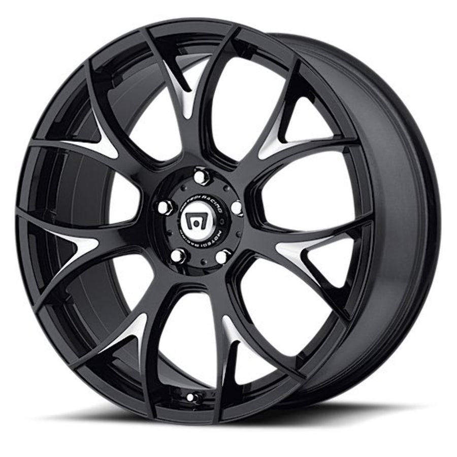 MOTEGI Gloss Black MR126 With Milled Accents Wheel (18 x 9.5 inches /0 x 57 mm, 40 mm Offset)