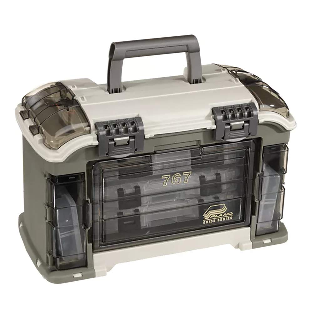 Plano Ultimate Angled Tackle System Elite Series, Graphite & Sandstone, Includes 6 StowAway Utility Boxes, Premium Tackle Storage for Fishing Gear and Accessories, Waterproof Case
