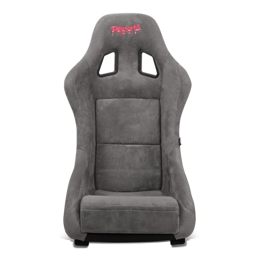 NRG Innovations Universal Fixed Back NRG-FRP-303GM-PRISMA Bucket Racing Seat for 5-Point Harnesses, Size M, Gun Metal Alcantara Material, 22" W X 34" H X 16" D