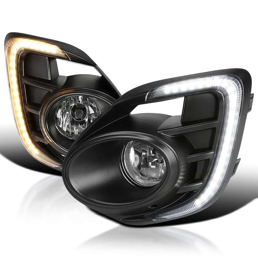 Fog Lights SPEC-D TUNING with LED Strip + H16 Bulbs + Switch + Wiring Compatible with 2016-2017 Mitsubishi Lancer, L+R Pair Assembly