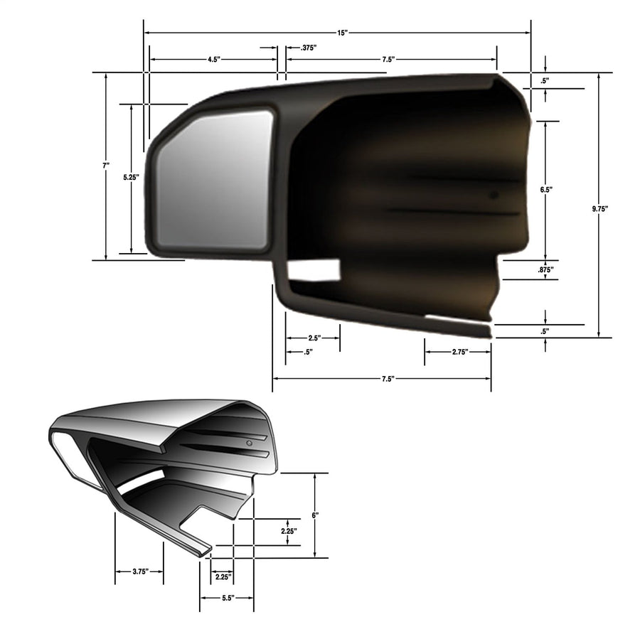 CIPA Towing Mirror 11551 for Ford F-150 15-Current, LH, black