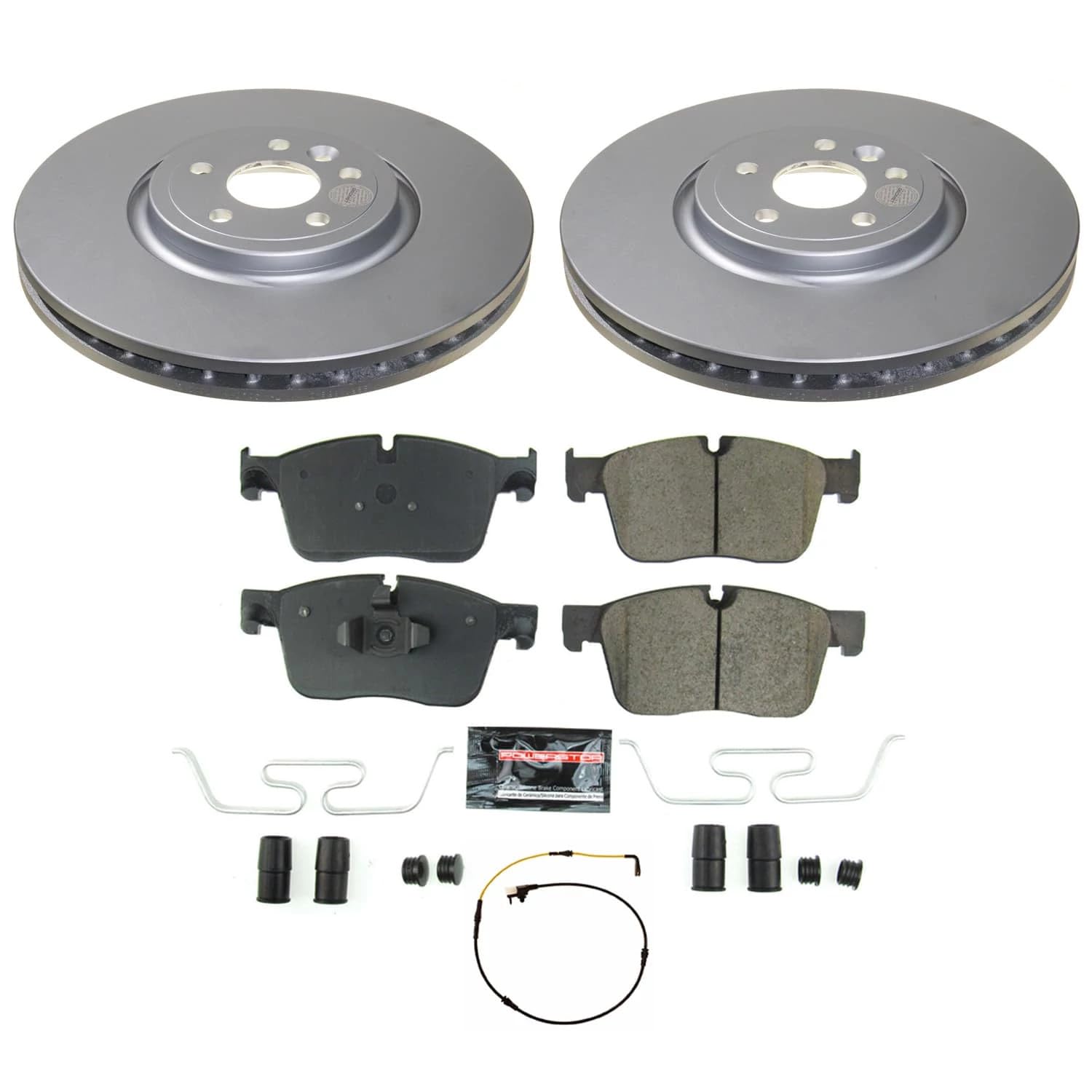 POWERSTOP Brake Kit For Jaguar F-Pace 2017-2020, Land Rover Range Rover Velar 2018-2020 Brake Pads and Front Geomet Coated Rotors [Vehicle Specific]