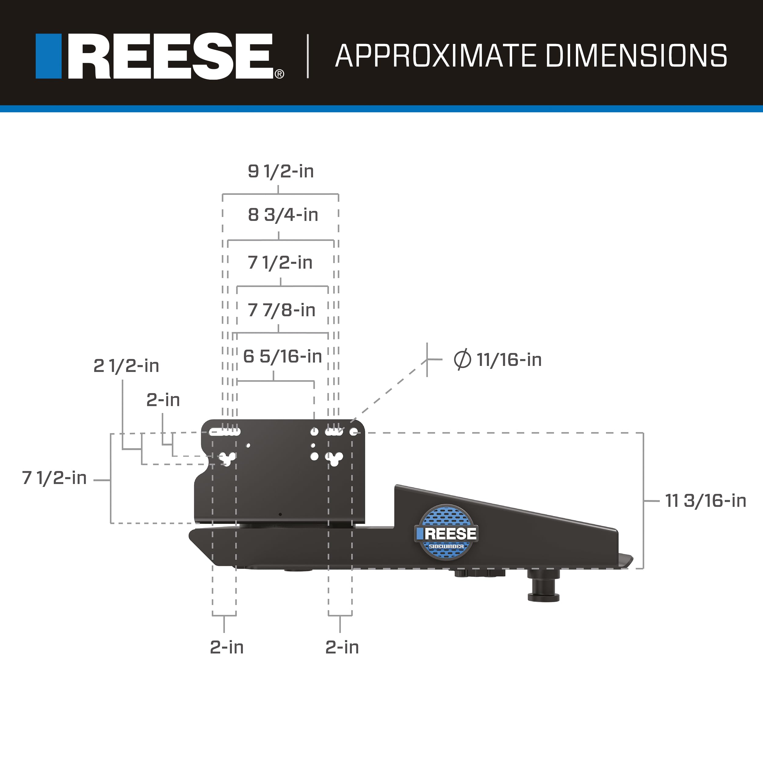 Sidewinder Reese Towpower 69220 5th Wheel Pin Box, 20,000 lbs. Capacity, Fits Lippert (1621, 1716, 0719), Fabex PB 600 Series, Rhino and Turning Point Bolt Hole Patterns